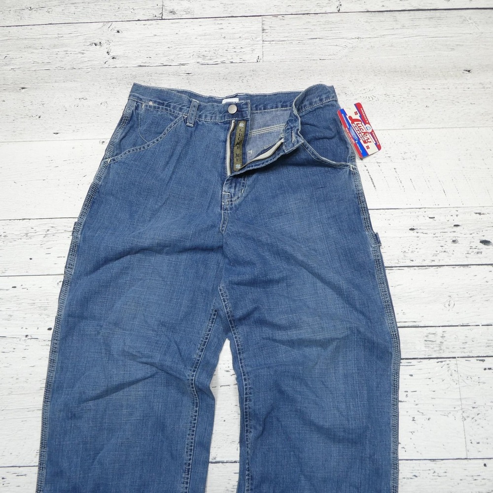 Vintage Lucky Brand Dungarees Jeans Womens 20 Blue Denim Relaxed Straight - Picture 2 of 16